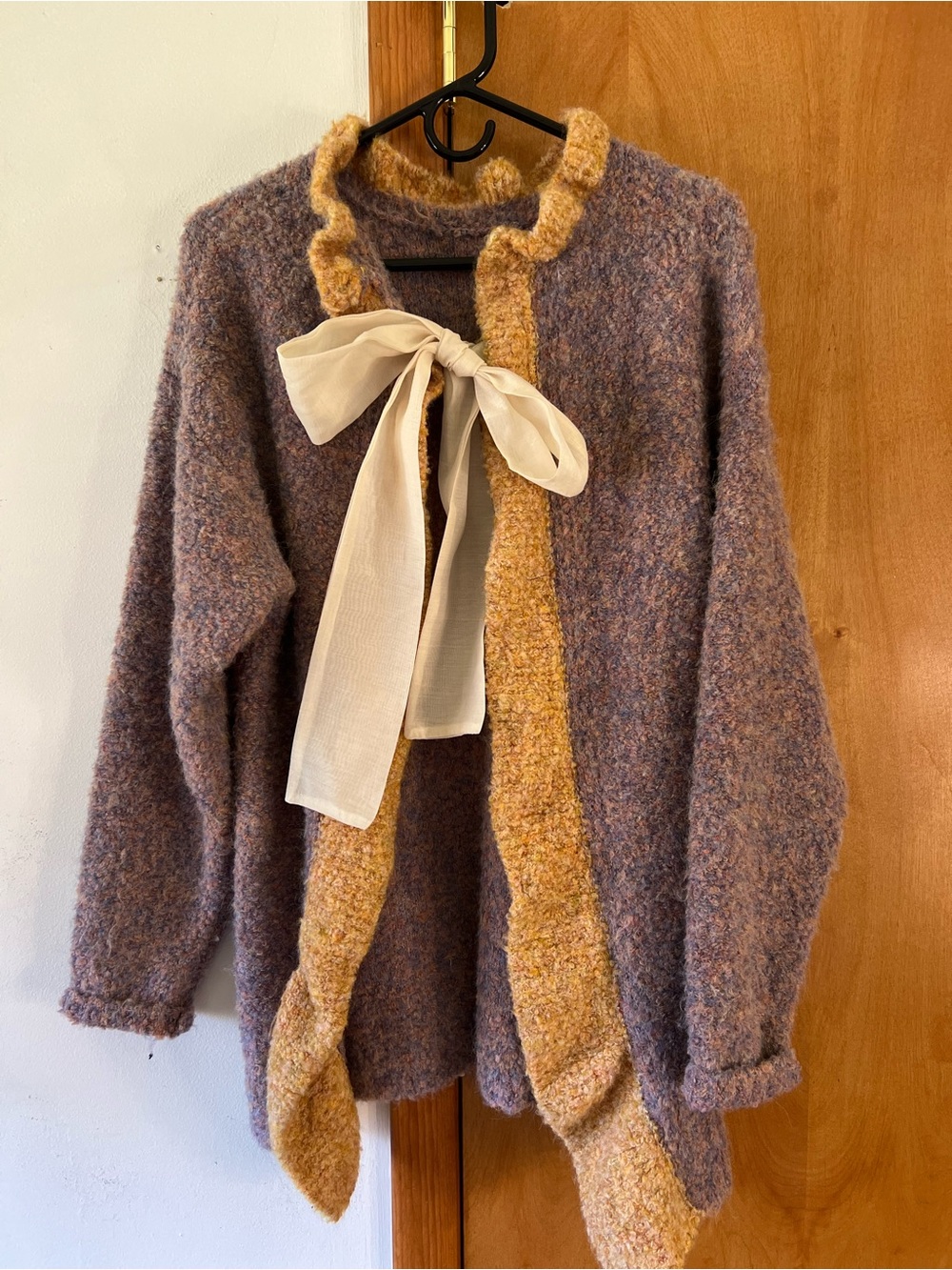 ZARA Wool Blend Oversized Knit
Sweater with Bow